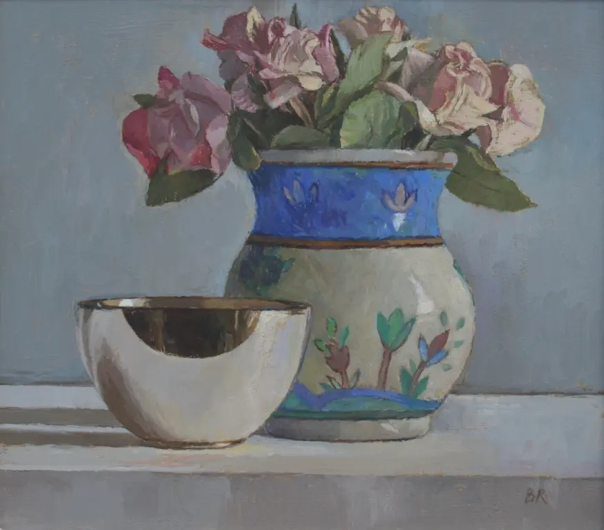 Barbara Richardson - roses with a silver bowl